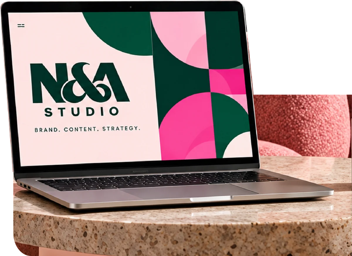 N&A Studio identity on a laptop screen